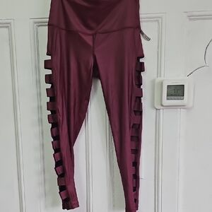 Victoria's Secret Maroon Leggings with Side Cut-Outs